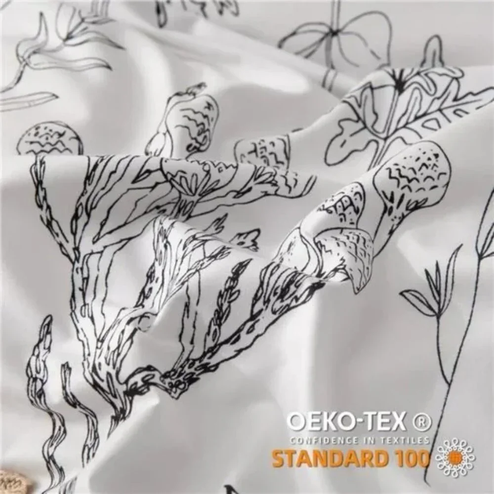 3pcs White Comforter Set,Soft Microfiber Bedding Plant Flowers Printed Comforter